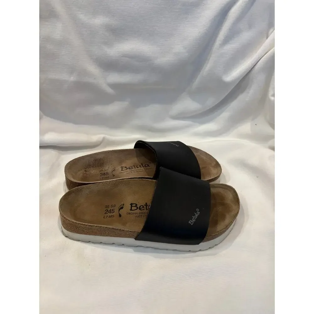 Birkenstock Betula Women’s Reggae White Slide Sandals Size 7 / 38 Cork Footbed